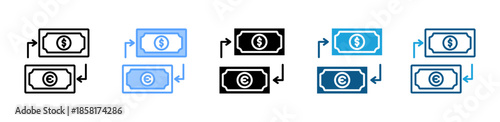 Currency Exchange icon set multiple style collection