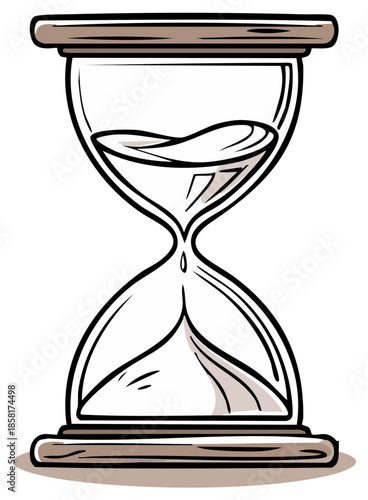 Retro hourglass with sand falling down symbolizing passage of time and measurement