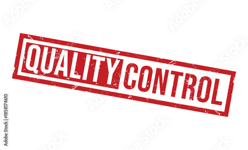 Quality control stamp with red ink on white background for approval and verification purposes
