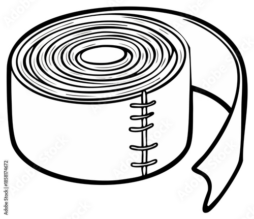 Medical bandage roll, drawing, illustration. Healthcare and first aid supplies