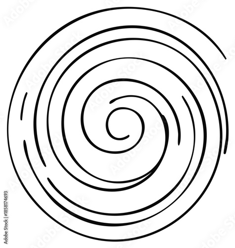 Abstract black swirl line art graphic design element