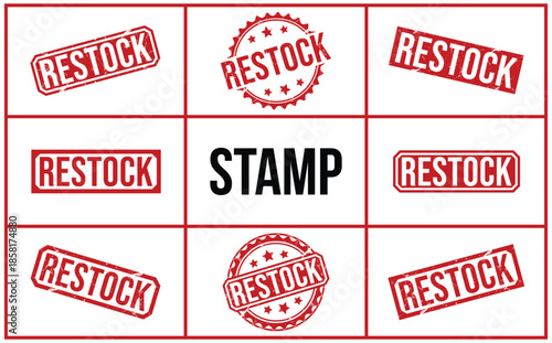 Red Restock Stamps on White Background