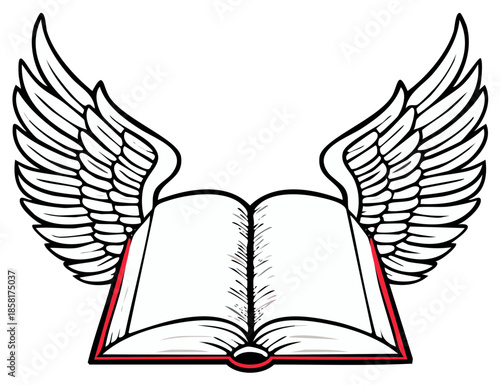 Open Book with Wings Flying Book Creative Illustration Education Knowledge Symbol
