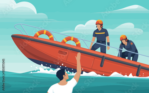 This image depicts a heroic rescue operation at sea, showcasing brave responders in action and capturing the urgent human element of saving lives in emergencies.