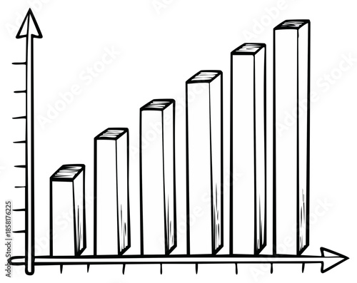 Hand-drawn bar graph illustrating upward trend and growth