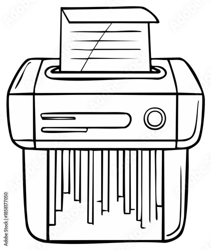 Document shredder cutting paper to destroy information