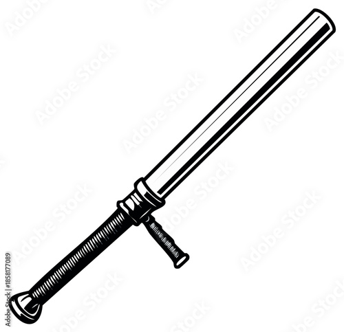 Black and white illustration of a baton weapon