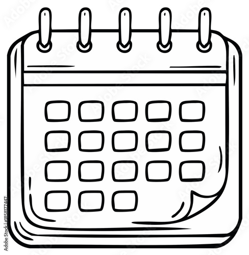 Simple Calendar Doodle Icon for Scheduling and Planning Events Deadlines or Tasks