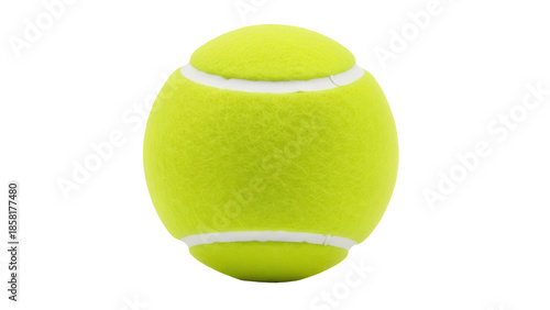 Bright yellow tennis ball PNG isolated on transparent background, sports equipment for recreation and competitive play
