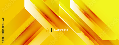 Bright yellow abstract design. Dynamic layers create modern visual effect. Gradient shades add depth, texture. Ideal backdrop.