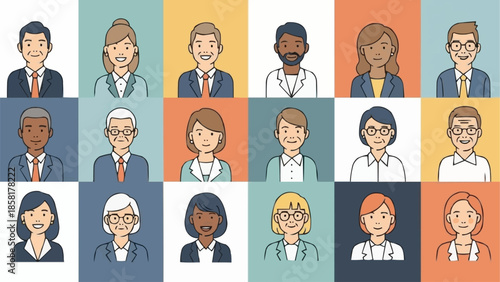 Diverse group of people portraits in a grid pattern.