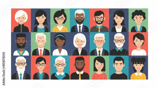 Diverse Group of People Portraits in a Grid Layout.