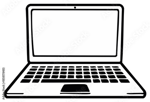 Laptop Computer Outline Icon Vector Illustration Sleek Minimalist Design for Technology or Business Concepts