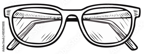 Eyeglasses Sketch Illustration. Hand Drawn Style Eyewear, Glasses Vector Design. Spectacles Drawing, Vision Correction Accessory Element.