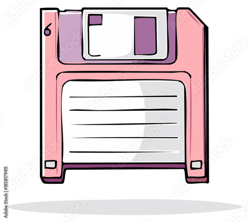 Pink Floppy Disk Illustration Retro Data Storage Media Technology Style