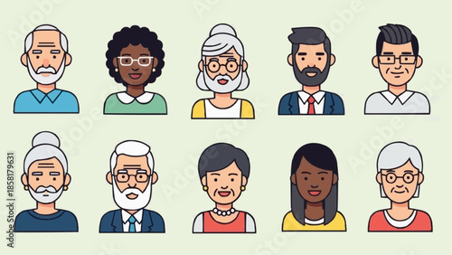 Diverse Group of People Portraits Avatars Collection.