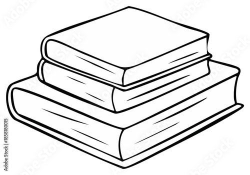 Stack of hardback books illustration simple line art drawing for education and knowledge themes
