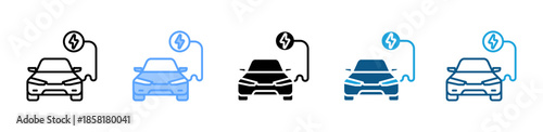 Electric Car icon set multiple style collection