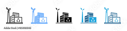 Eco Industry icon set multiple style collection