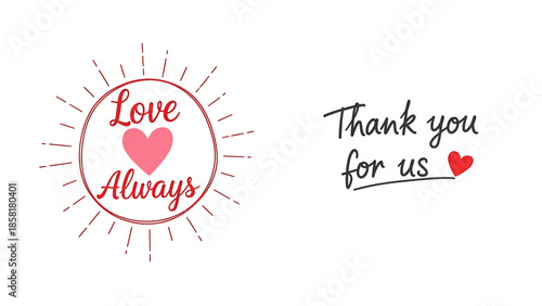 Heartfelt thank you message with love always symbol