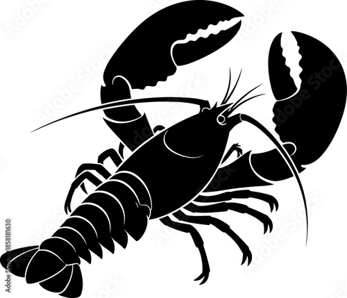 Black Silhouette of a Lobster Seafood Icon Marine Life Illustration Crustacean Vector Art Ocean Creature Graphic sea animal