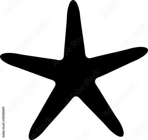 Simple Black Starfish Silhouette Icon Vector Graphic Isolated Nautical Symbol sea animal