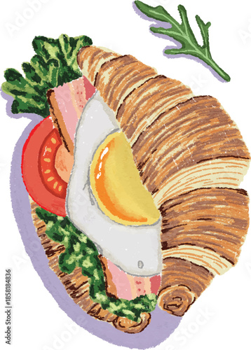 Croissant Sandwich with Fried Egg