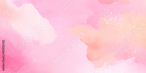 A soft watercolor background featuring gentle gradients of pink and peach hues creating a calming aesthetic
