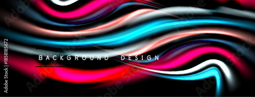 Abstract fluid waves, vibrant colors blend. Dynamic design, smooth curves create modern background. Light reflects, shadows define shapes.