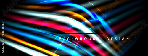 Abstract vibrant lines create dynamic flow. Bright colors blend, forming modern background design. Bold shapes suggest energy, movement.