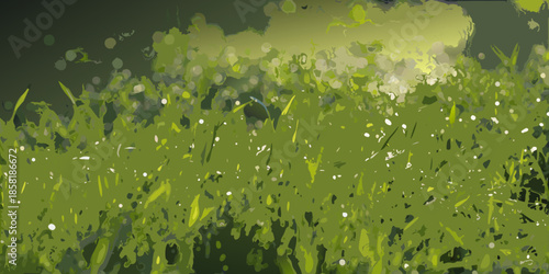 A lush green meadow with wildflowers bathed in warm sunlight