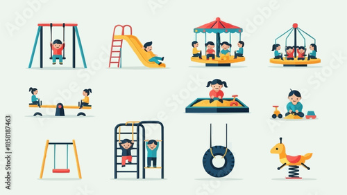 Collection of Childrens Playground Equipment and Activities.