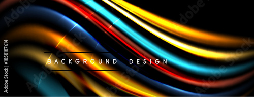 Abstract flowing lines create vibrant waves. Colors blend, forming dynamic background design. Smooth gradients suggest movement, energy.