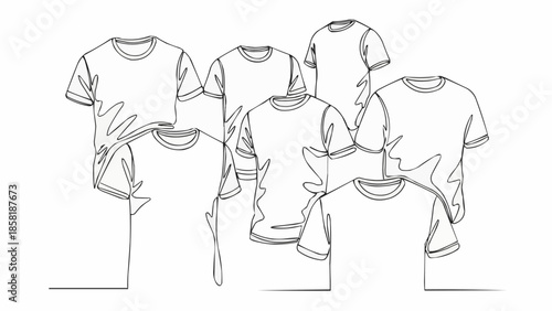 Collection of blank white t-shirts arranged in a visually appealing composition.