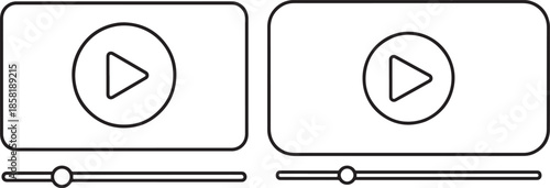 Two video player interfaces with play button and slider outline icons