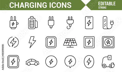 Battery charging and power management icons