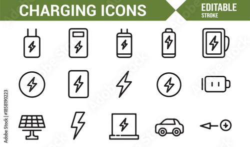 Electric vehicle and device charging line icons