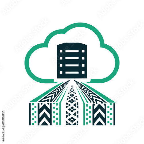 Cloud Server Data Flow Network Illustration