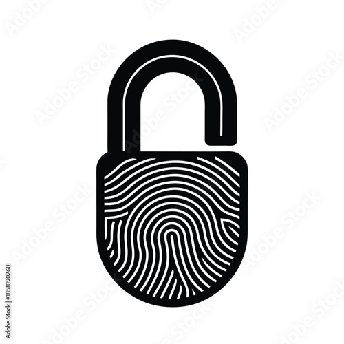 biometric padlock fingerprint icon