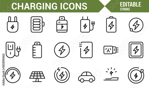 Power supply and charging status line icons