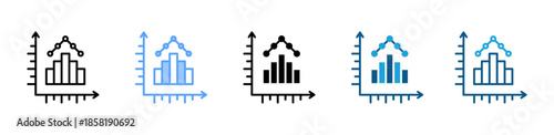 Histogram Bars icon set multiple style collection
