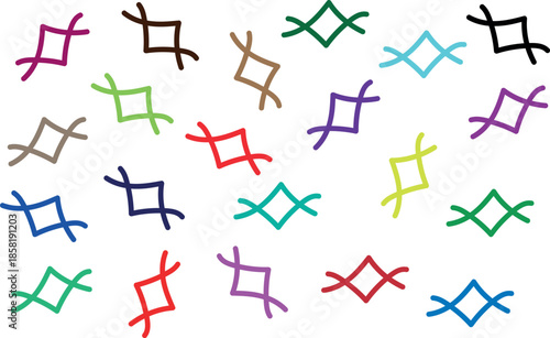 Multicolored geometric shapes on white background