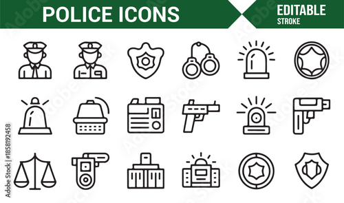 Police service and justice system icons