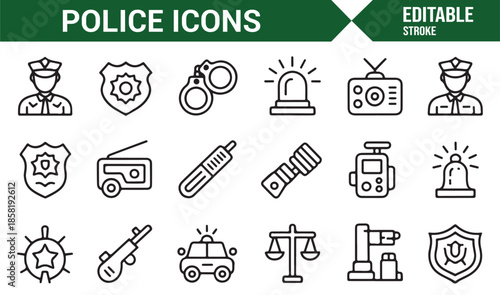 Law enforcement authority outline icons