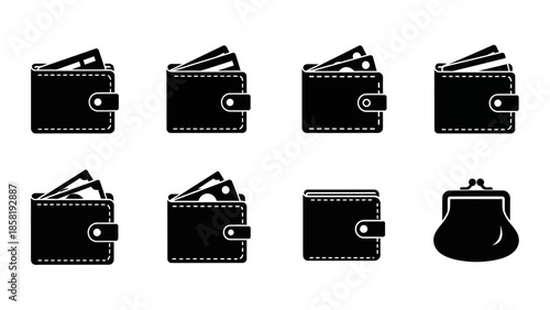 Collection of black leather wallets.