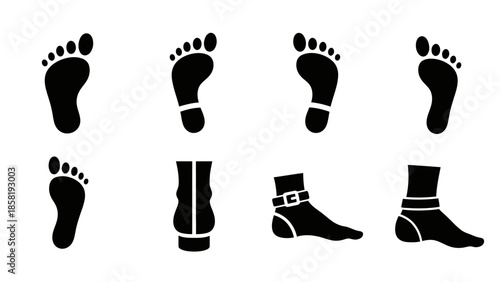 Collection of feet and footwear silhouettes.