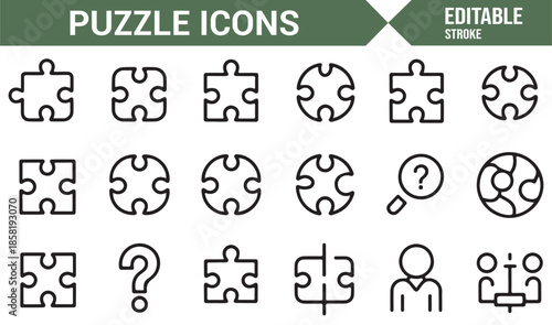 Puzzle concept and idea generation icons