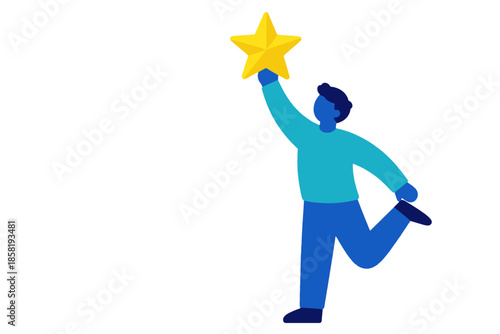 Blue Human Figure Holding Yellow Star Illustration