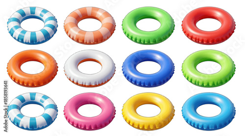 Colorful Inflatable Pool Floats Vector Set