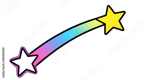 Colorful Shooting Star Illustration with Rainbow Trail
